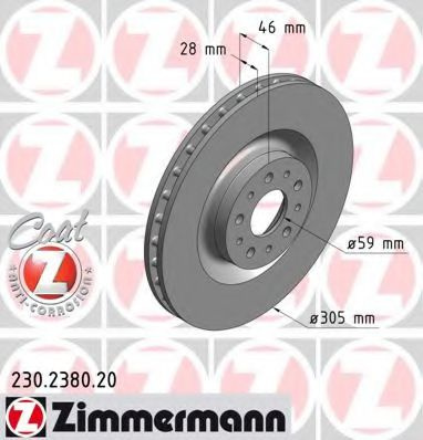 Disc frana OPEL COMBO Combi (X12) (2012 - 2016) ZIMMERMANN 230.2380.20 piesa NOUA