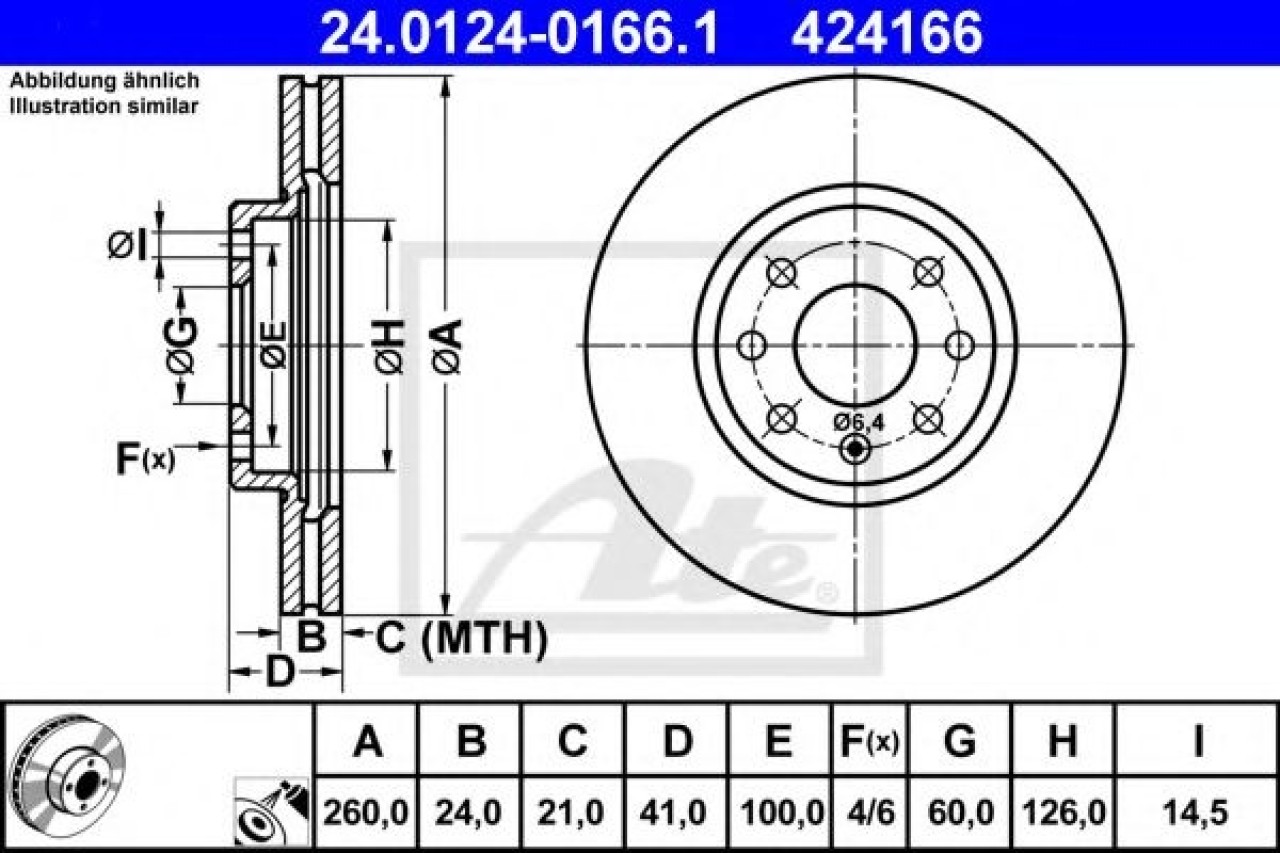Disc frana OPEL COMBO Tour (2001 - 2016) ATE 24.0124-0166.1 piesa NOUA