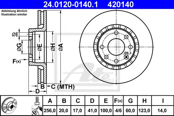 Disc frana OPEL CORSA B (73, 78, 79) (1993 - 2002) ATE 24.0120-0140.1 piesa NOUA