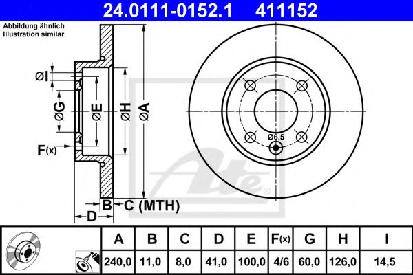 Disc frana OPEL CORSA C (F08, F68) (2000 - 2009) ATE 24.0111-0152.1 piesa NOUA