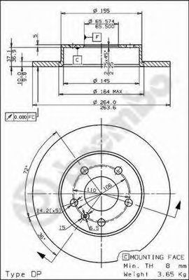 Disc frana OPEL CORSA C (F08, F68) (2000 - 2009) BREMBO 08.7627.75 piesa NOUA