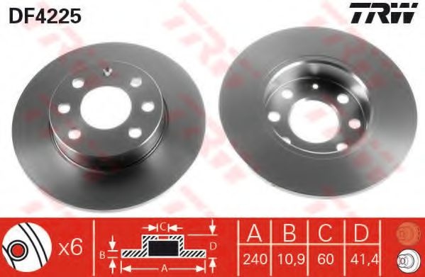 Disc frana OPEL CORSA C (F08, F68) (2000 - 2009) TRW DF4225 piesa NOUA