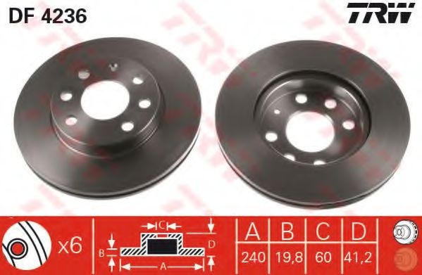 Disc frana OPEL CORSA C (F08, F68) (2000 - 2009) TRW DF4236 piesa NOUA