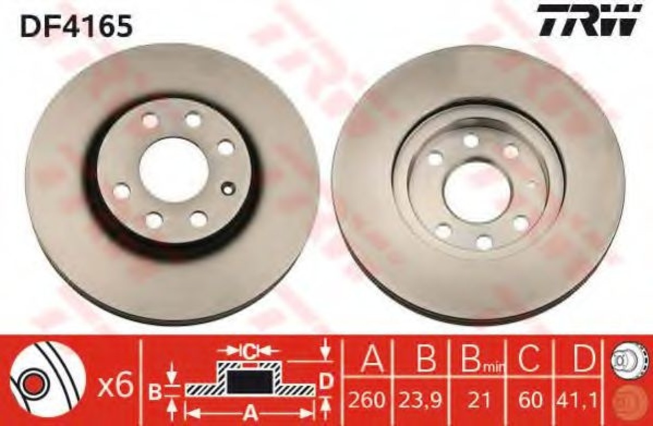 Disc frana OPEL CORSA C (F08, F68) (2000 - 2009) TRW DF4165 piesa NOUA