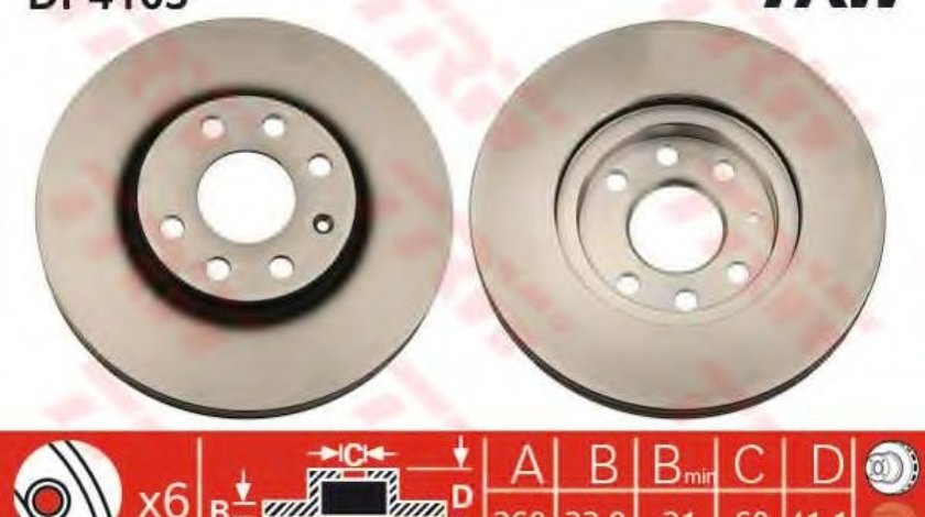 Disc frana OPEL CORSA C (F08, F68) (2000 - 2009) TRW DF4165 piesa NOUA