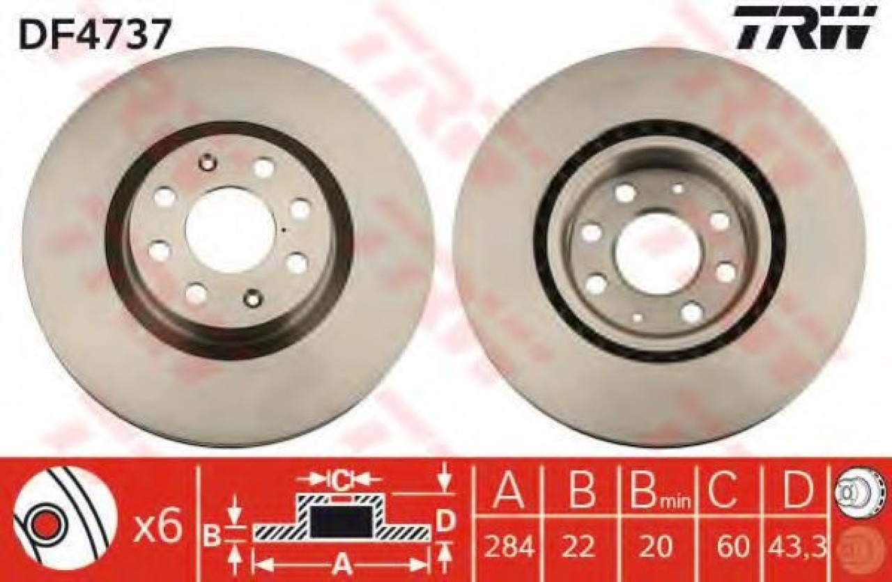 Disc frana OPEL CORSA D (2006 - 2016) TRW DF4737 piesa NOUA