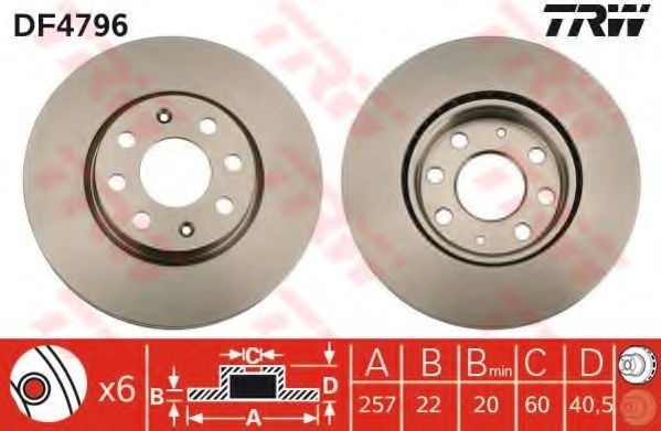 Disc frana OPEL CORSA D (2006 - 2016) TRW DF4796 piesa NOUA