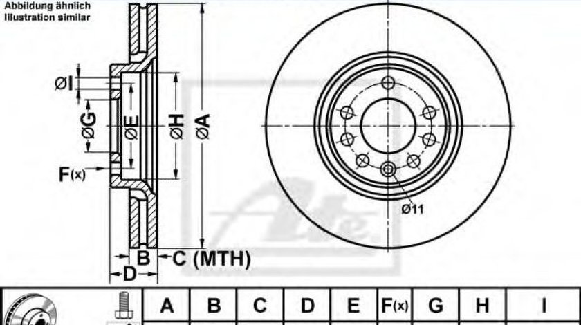 Disc frana OPEL CORSA E (2014 - 2016) ATE 24.0125-0142.1 piesa NOUA