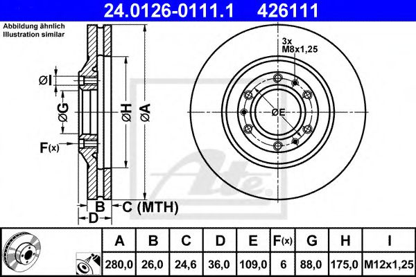 Disc frana OPEL FRONTERA A (5_MWL4) (1992 - 1998) ATE 24.0126-0111.1 piesa NOUA