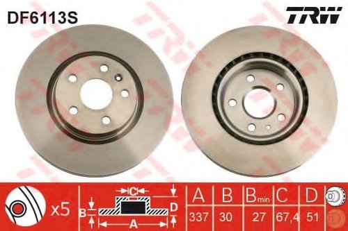 Disc frana OPEL INSIGNIA Combi (2008 - 2016) TRW DF6113S piesa NOUA