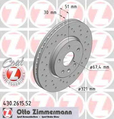Disc frana OPEL INSIGNIA Combi (2008 - 2016) ZIMMERMANN 430.2615.52 piesa NOUA