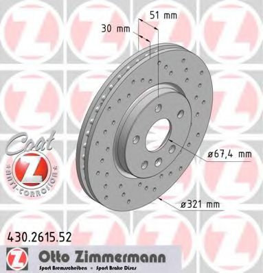 Disc frana OPEL INSIGNIA Combi (2008 - 2016) ZIMMERMANN 430.2615.52 piesa NOUA