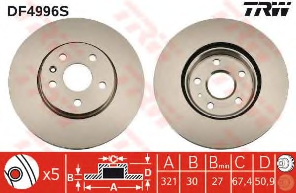 Disc frana OPEL INSIGNIA Limuzina (2008 - 2016) TRW DF4996S piesa NOUA