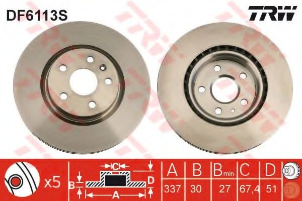 Disc frana OPEL INSIGNIA Limuzina (2008 - 2016) TRW DF6113S piesa NOUA