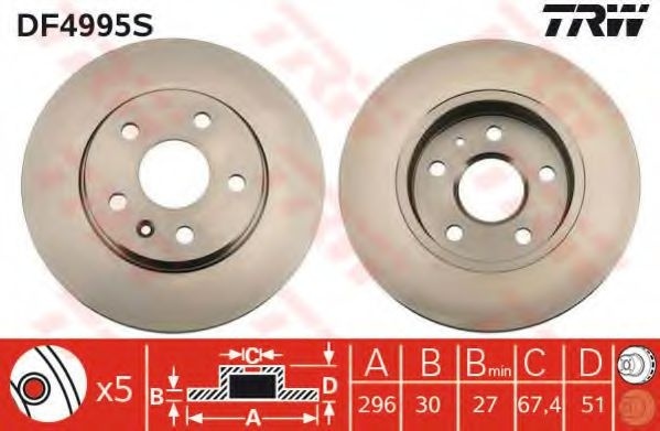 Disc frana OPEL INSIGNIA Limuzina (2008 - 2016) TRW DF4995S piesa NOUA