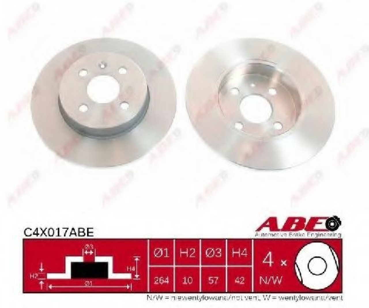 Disc frana OPEL MERIVA (2003 - 2010) ABE C4X017ABE piesa NOUA