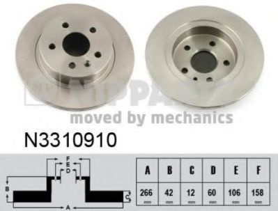 Disc frana OPEL MOKKA (2012 - 2016) NIPPARTS N3310910 piesa NOUA