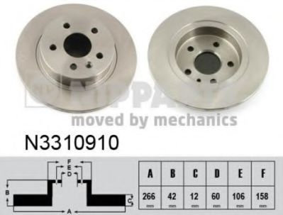 Disc frana OPEL MOKKA (2012 - 2016) NIPPARTS N3310910 piesa NOUA