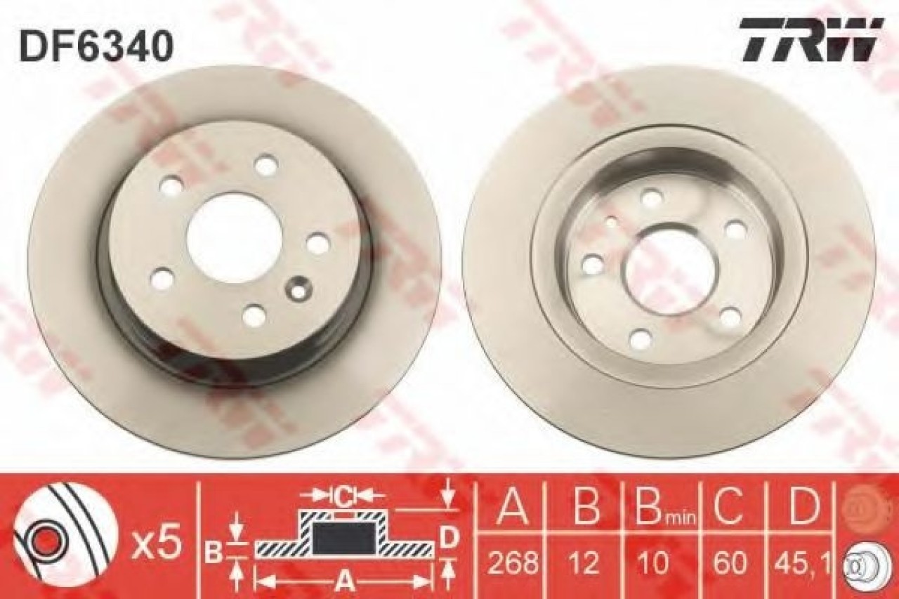 Disc frana OPEL MOKKA (2012 - 2016) TRW DF6340 piesa NOUA