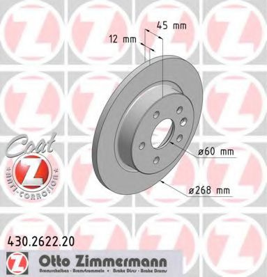 Disc frana OPEL MOKKA (2012 - 2016) ZIMMERMANN 430.2622.20 piesa NOUA
