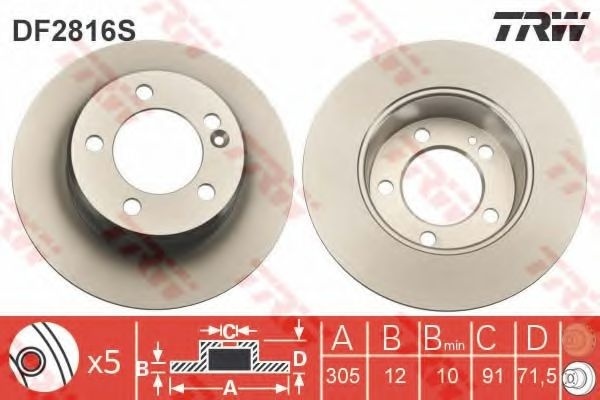 Disc frana OPEL MOVANO B bus (2010 - 2016) TRW DF2816S piesa NOUA