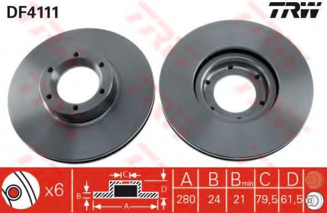 Disc frana OPEL MOVANO caroserie (F9) (1999 - 2010) TRW DF4111 piesa NOUA