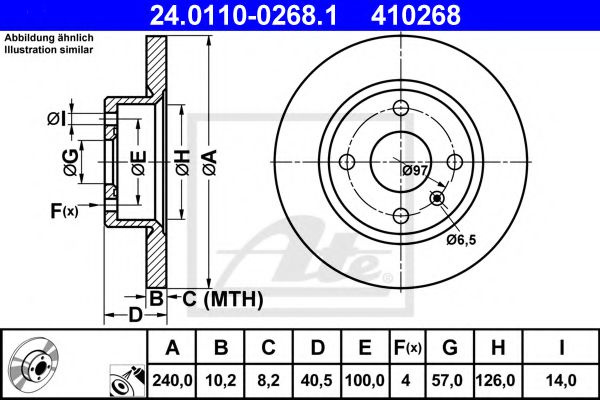 Disc frana OPEL TIGRA TwinTop (2004 - 2016) ATE 24.0110-0268.1 piesa NOUA