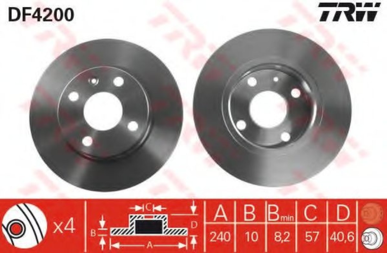 Disc frana OPEL TIGRA TwinTop (2004 - 2016) TRW DF4200 piesa NOUA
