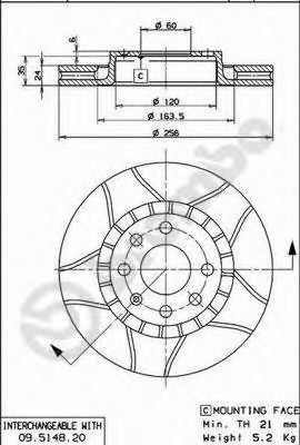 Disc frana OPEL VECTRA B Hatchback (38) (1995 - 2003) BREMBO 09.5148.76 piesa NOUA