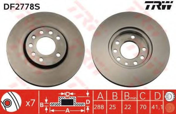 Disc frana OPEL VECTRA B Hatchback (38) (1995 - 2003) TRW DF2778S piesa NOUA