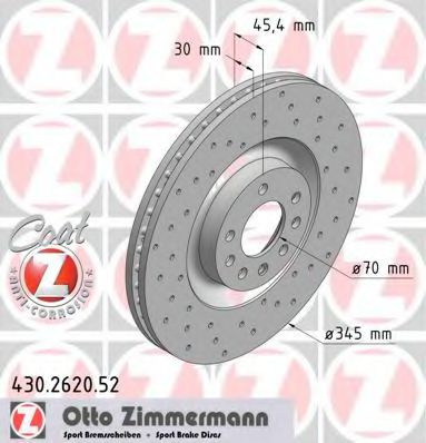 Disc frana OPEL VECTRA C Combi (2003 - 2016) ZIMMERMANN 430.2620.52 piesa NOUA