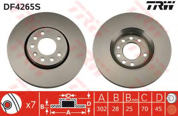 Disc frana OPEL VECTRA C GTS (2002 - 2016) TRW DF4265S piesa NOUA