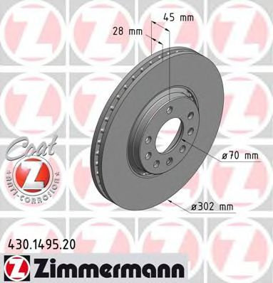Disc frana OPEL VECTRA C GTS (2002 - 2016) ZIMMERMANN 430.1495.20 piesa NOUA