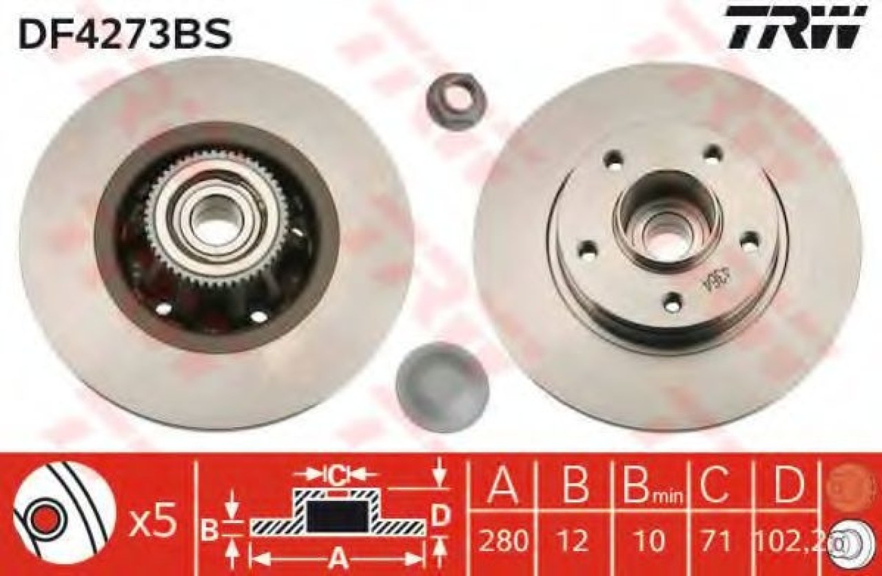 Disc frana OPEL VIVARO caroserie (F7) (2001 - 2014) TRW DF4273BS piesa NOUA