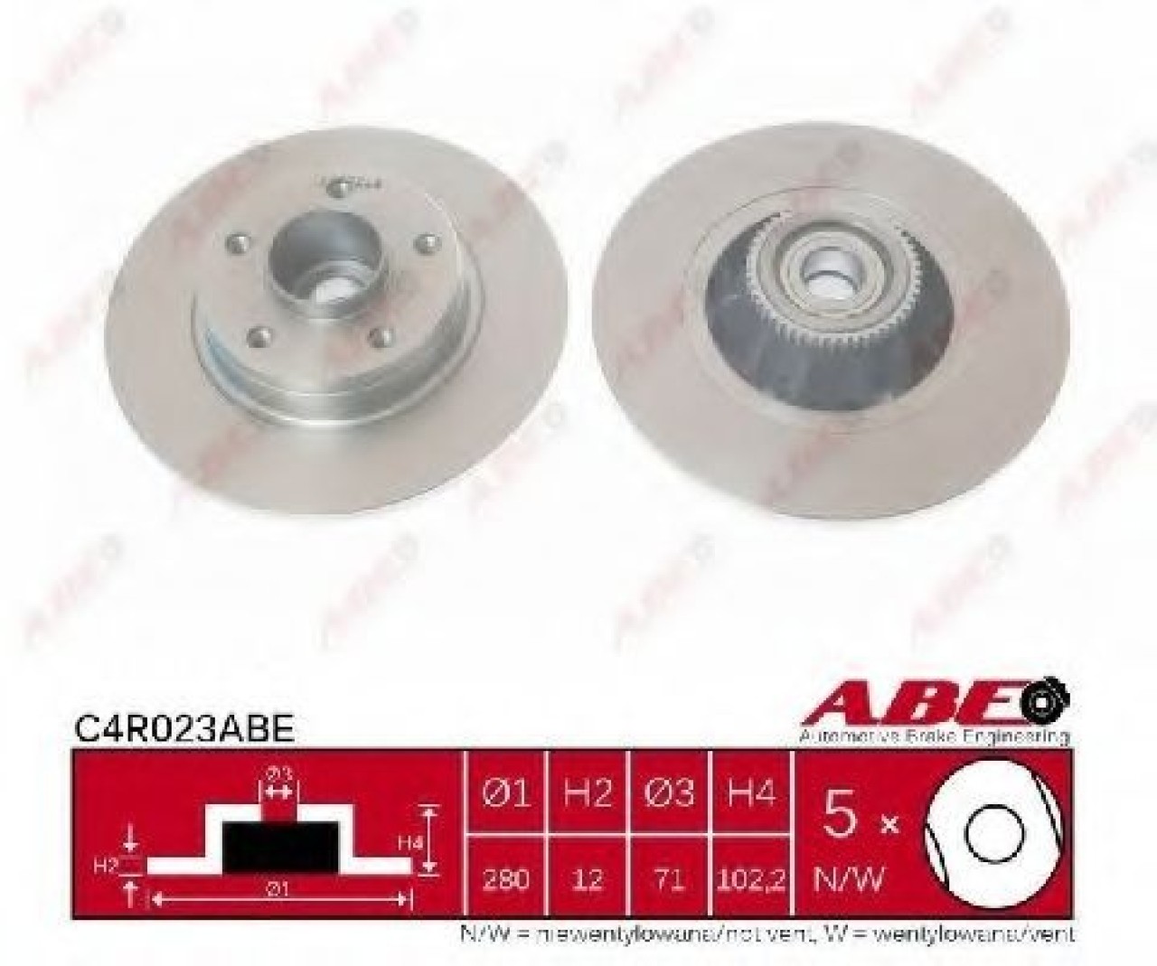 Disc frana OPEL VIVARO combi (J7) (2001 - 2014) ABE C4R023ABE piesa NOUA