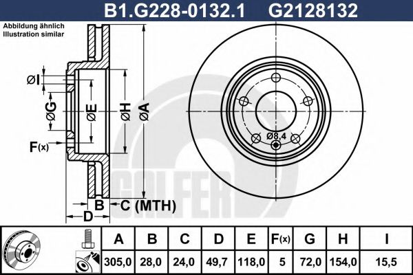 Disc frana OPEL VIVARO combi (J7) (2001 - 2014) GALFER B1.G228-0132.1 piesa NOUA