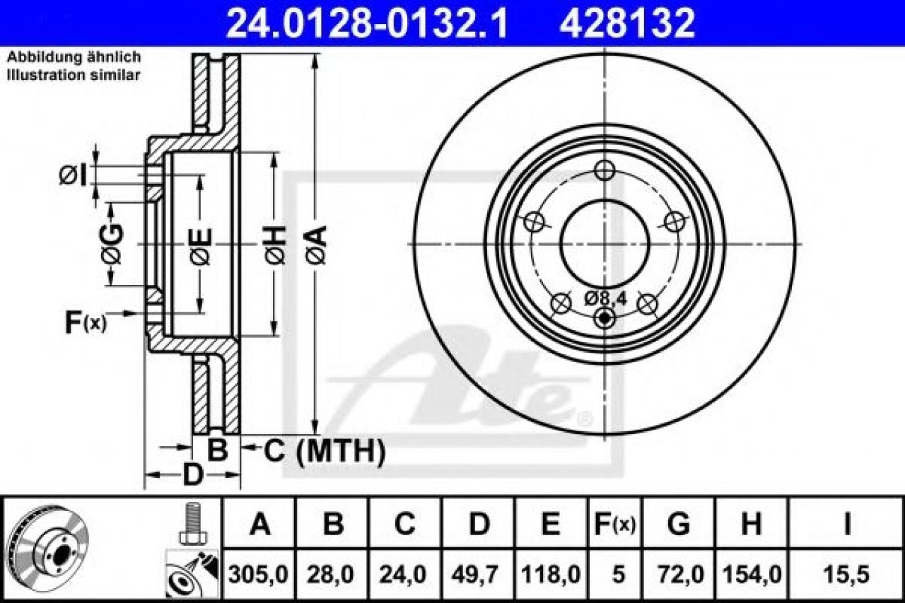 Disc frana OPEL VIVARO platou / sasiu (E7) (2006 - 2014) ATE 24.0128-0132.1 piesa NOUA