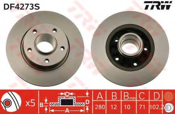 Disc frana OPEL VIVARO platou / sasiu (E7) (2006 - 2014) TRW DF4273S piesa NOUA