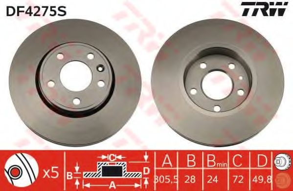 Disc frana OPEL VIVARO platou / sasiu (E7) (2006 - 2014) TRW DF4275S piesa NOUA