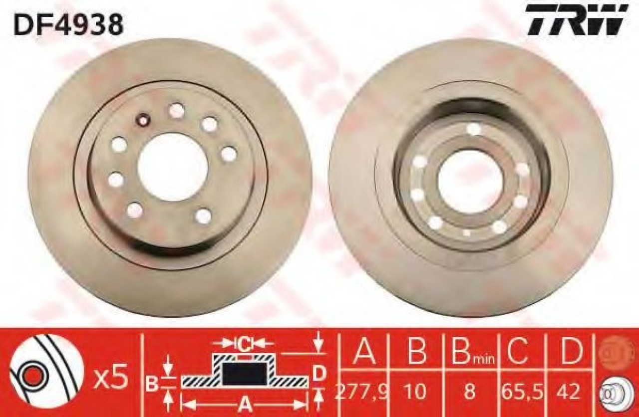 Disc frana OPEL ZAFIRA B (A05) (2005 - 2016) TRW DF4938 piesa NOUA
