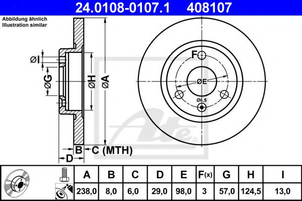 Disc frana PEUGEOT 106 II (1) (1996 - 2016) ATE 24.0108-0107.1 piesa NOUA