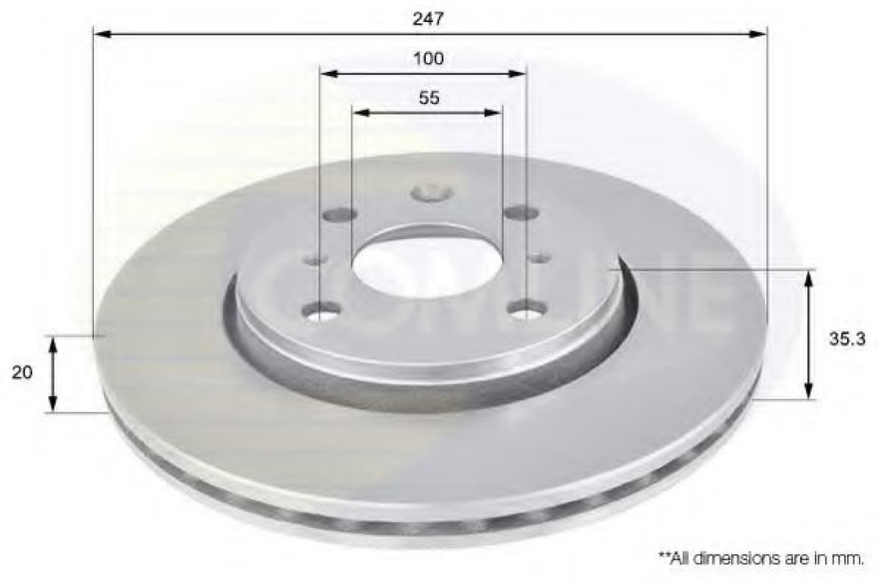 Disc frana PEUGEOT 108 (2014 - 2016) COMLINE ADC1561V piesa NOUA