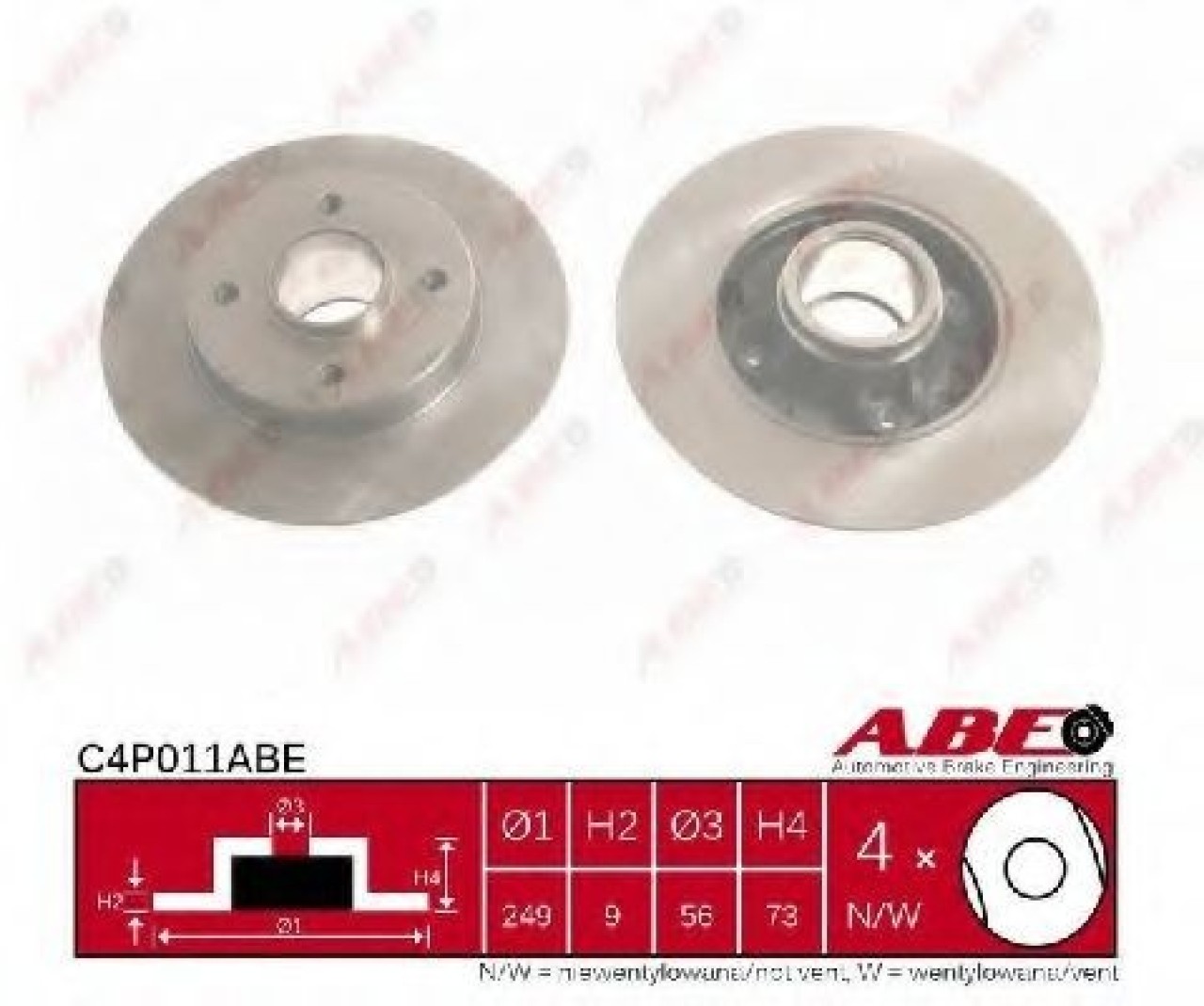 Disc frana PEUGEOT 2008 (2013 - 2016) ABE C4P011ABE piesa NOUA