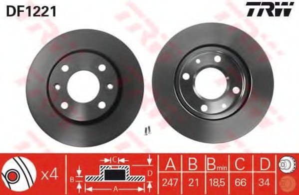 Disc frana PEUGEOT 206 Hatchback (2A/C) (1998 - 2016) TRW DF1221 piesa NOUA