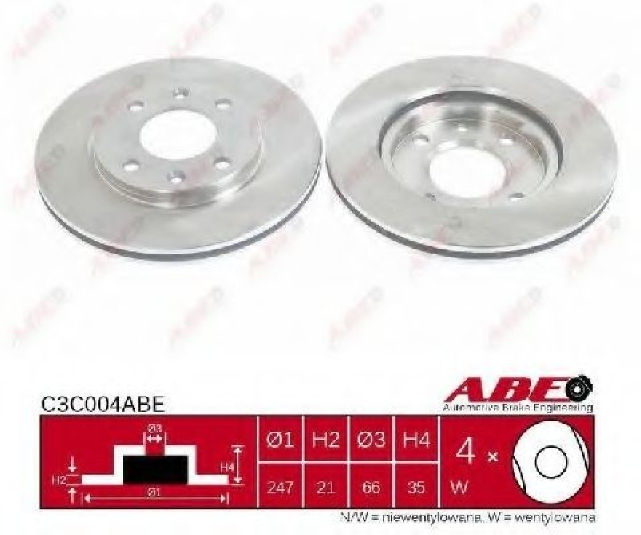 Disc frana PEUGEOT 206 Hatchback (2A/C) (1998 - 2016) ABE C3C004ABE piesa NOUA