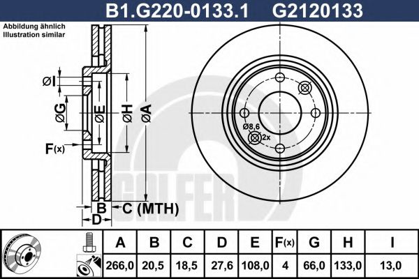 Disc frana PEUGEOT 206 Hatchback (2A/C) (1998 - 2016) GALFER B1.G220-0133.1 piesa NOUA