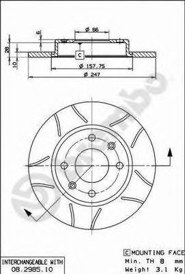 Disc frana PEUGEOT 206 SW (2E/K) (2002 - 2016) BREMBO 08.2985.75 piesa NOUA