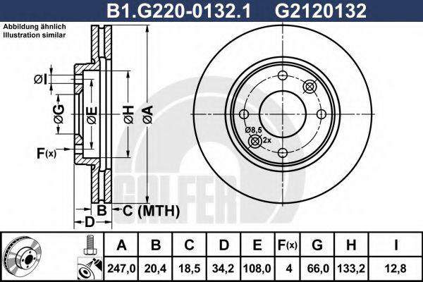 Disc frana PEUGEOT 206 SW (2E/K) (2002 - 2016) GALFER B1.G220-0132.1 piesa NOUA