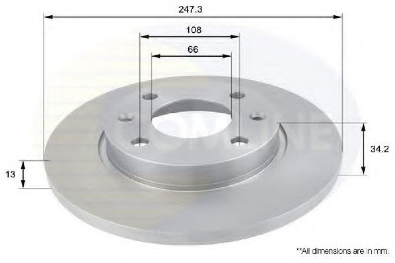 Disc frana PEUGEOT 206+ (T3E) (2009 - 2016) COMLINE ADC1508 piesa NOUA