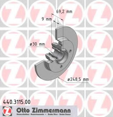 Disc frana PEUGEOT 207 CC (WD) (2007 - 2016) ZIMMERMANN 440.3115.00 piesa NOUA